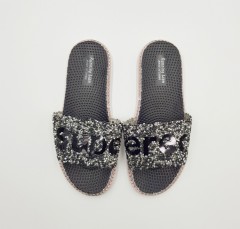 ERED FASHION Ladies Slippers (BLACK - SILVER) (37 to 41)