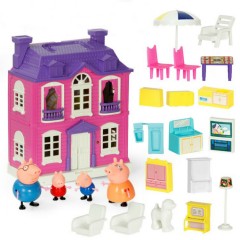Miniature Toy House Set with Light & Music Simulate Villa Peppa Pig (MULTI COLOR) (ONE SIZE)