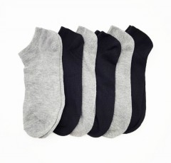 FITTER Mens Sports Socks 6 Pcs Pack (BLACK - GRAY) (FREE SIZE)