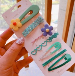 7 Pcs Hair Accessories Pack (GREEN) (ONE SIZE)