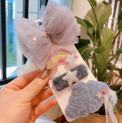4 Pcs Hair Accessories Pack (GRAY - PURPLE) (ONE SIZE)
