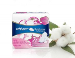WHISPER Skin Love Ultra Slim 24cm Regular Flow Sanitary Napkin with Wings ( 5pds) (mos)