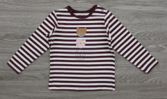 Girls Long Sleeved Shirt (BROWN - WHITE) (80 to 98 CM)