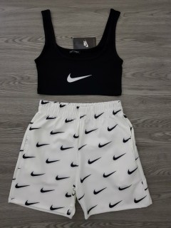 NIKE Ladies Turkey 2 Pcs Shorty Set (BLACK - WHITE) (S - M - L)