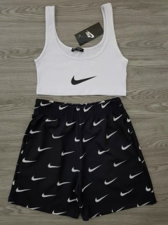 NIKE Ladies Turkey 2 Pcs Shorty Set (BLACK - WHITE) (S - M - L)