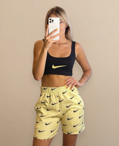 NIKE Ladies Turkey 2 Pcs Shorty Set (BLACK - YELLOW) (S - M - L)