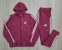 NIKE Ladies 2 Pcs Hoody Set (MAROON) (M - L - XL)