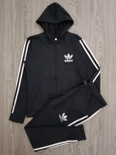 ADIDAS Ladies 2 Pcs Hoody Set (BLACK) (M - L - XL)