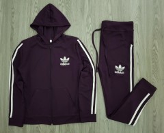 ADIDAS Ladies 2 Pcs Hoody Set (DARK PURPLE) (M - L - XL)