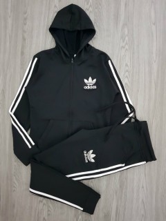 ADIDAS Ladies 2 Pcs Hoody Set (BLACK) (M - L - XL)