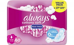 ALWAYS Cottony Soft Maxi Thick, Large sanitary pads (60 pads) (MOS)(CARGO)