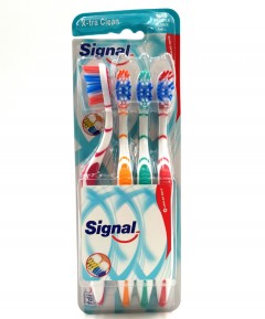 SIGNAL 4 Pcs Pack Toothbrush - X-tra Clean  (RANDOM COLOR) (MOS)