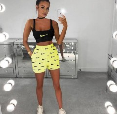 NIKE Ladies Turkey 2 Pcs Shorty Set (BLACK - YELLOW) (S - M - L)