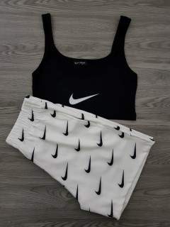 NIKE Ladies Turkey 2 Pcs Shorty Set (BLACK - WHITE) (S - M - L)