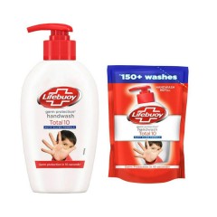 LIFEBUOY Total 10 Germ Protection Handwash 190ml + With Refill Pouch 185ml Free (Exp: 05.2022) (K8) (CARGO)