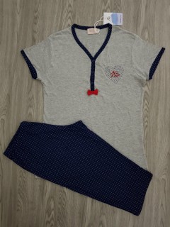 ANTONIO BASILE Ladies 2Pcs Shorty Nightwear Set (GRAY - NAVY) (S - M - L - XL)