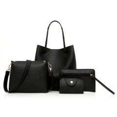 Ladies 4 Pcs Bags (BLACK) (Os)