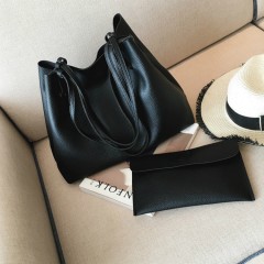 Ladies 2 Pcs Bags (BLACK) (OS)