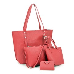 Ladies 4 Pcs Bags (RED) (Os)