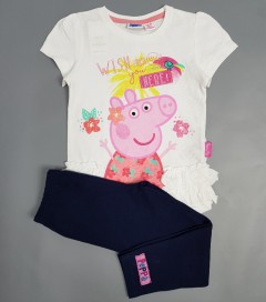 PEPPA PIG Girls 2 Pcs Pyjama Set (WHITE-BLACK) ( 2 to 5 Years)