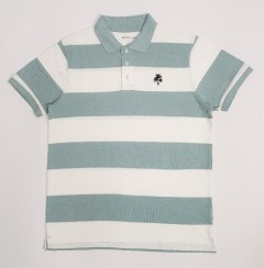 MANGUUN Mens Polo Shirt (GREEN - WHITE) (L - XL)