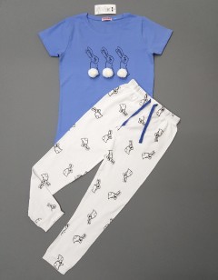 POCO PIANO Girls Pyjama (BLUE-WHITE) (4 to 6 Years)