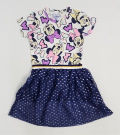 Girls Frocks (WHITE - NAVY) (12 Months to 8 Years)