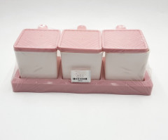 3 Pcs Seasoning Box Set Spice Condiment Sugar Salt Storage Case Container Kitchen
