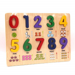 1 Set Wooden Peg Puzzles Number Words 3D Jigsaw Puzzles Toys Education Learning Toys for Toddlers Baby Kids