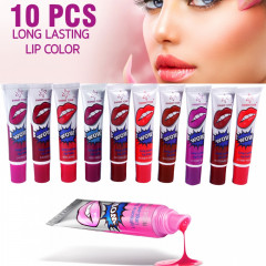 10 Pcs Pack Peel - Off Lip Gloss Long Lasting Lip Color