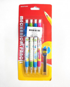 4Pcs 0.7Mechanical Pencil Cute with 1pc Lead Refill Set