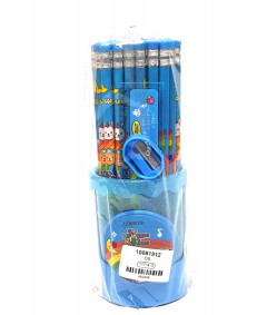 Set Doraemon Cartoon HB Pencil for Kids Students with Pencil Holder Ruler Sharpener