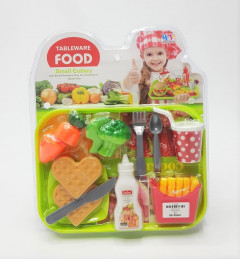Tableware Food Role Playing Playset with Small Cutlery Toy