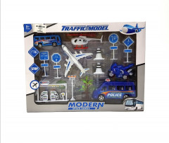 Popular toy airport set small metal toy cars and plane model