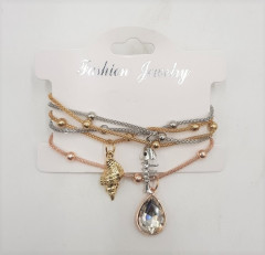 3 Pcs/Set Adjustable Multilayer Hand Bracelet Motif + Hollow + Tassel + Beads For Women