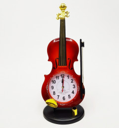 Plastic Alarm Clock Portable Violin Design Ornaments Clock Gift Student Home Decor