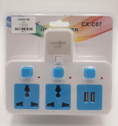 Chuan Xin , Home Travel Electrical Outlet Extension Four Socket Power Strip Standard Plug With 3 Sockets Electrical Plugs Adapter WithSwitch 5V  - 1A , 5V - 2. 1A