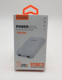 YOSONDA YXD-A28 New Arrival Portable Power Bank Charger External Battery 12000mAh with 1/2A USB*2/Micro Port