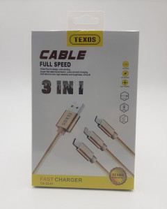 TEXOS 3 In 1 Fast Charger Cable Full Speed