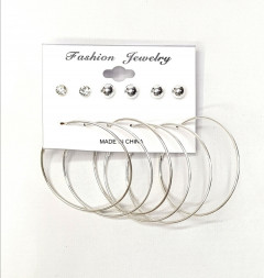 Set Of 6 Silver Plated Circular Earrings
