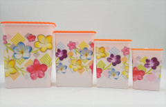 4 Pcs Multicolor Plastic Printed Container, For Household
