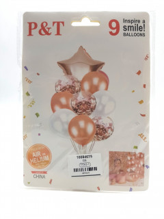 Pink & White Themed Foil, Confetti & Latex balloons (9pcs set) with free Ribbon for Birthday party, Anniversary, Surprise Party