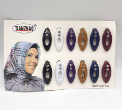 12Pcs Muslim Hijab Pins Islamic Scarf Safety Round Enamel Pin