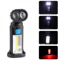 cob with red lights usb rechargeable adjustable head magnetic tail led flashlight