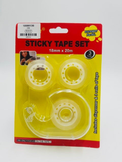 Sticky Tape Set Includes dispenser & 3 Rolls Of Tape