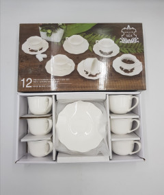 12 Pcs Coffee Cup And Saucer Set, 6 Cups, 6 Saucers