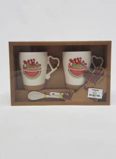 Tea and Coffee Mugs with Heart Shape Handle – Set of 2