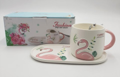 Porcelain Cup With A Spoon FLAMINGO