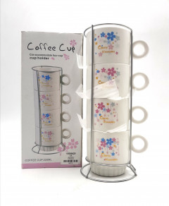 4 Pcs Coffee Cup With Cup Holder 220ML