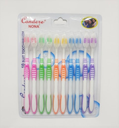 10 Pcs Hard rubber grip adults toothbrush with medium or soft nylon bristle